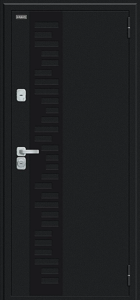 Входная дверь Thermo Техно Декор-2 Букле черное/Snow Melinga BR5308 внешняя сторона