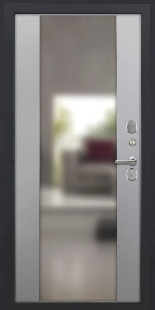 Входная дверь ДвериПРО L-Термо серебро Алиса (16мм, ПВХ софт грей, зеркало) DPRO197902 внутренняя сторона